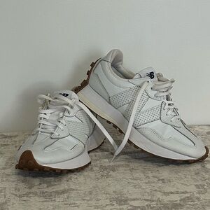 New Balance White Leather Sneakers 327